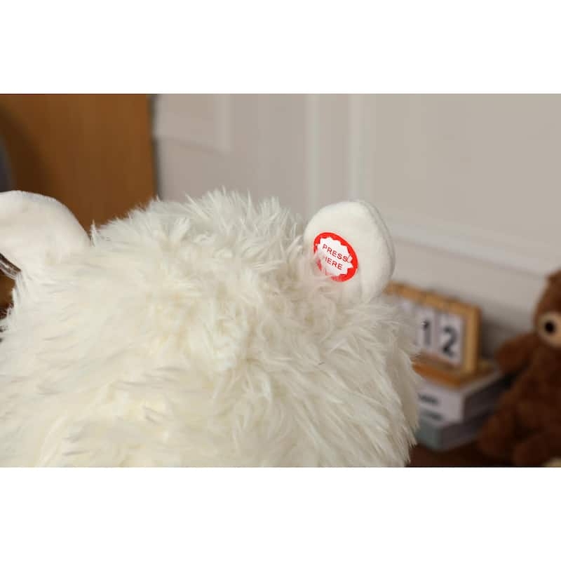 Kids Ride-On Rocking Horse Toy with Lullaby Song, Rocking Toy with Hand Puppets & Safety Belt