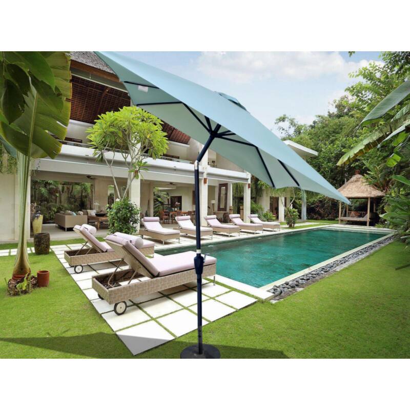 6 x 9ft Patio Umbrella Outdoor Waterproof Umbrella with Crank and Push Button Tilt without flap - Frosty Green