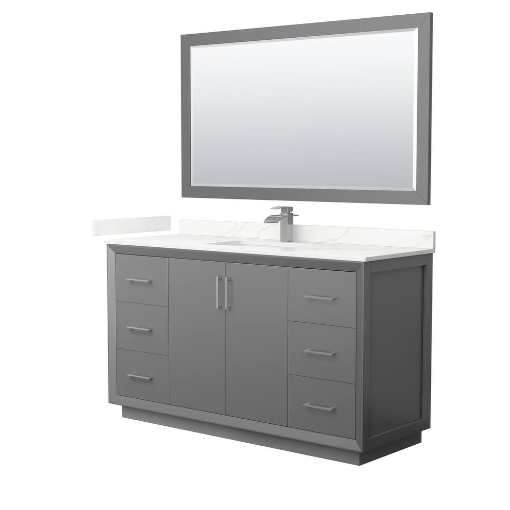 Strada 60-inch Single Vanity, Quartz Top, 58-inch Mirror