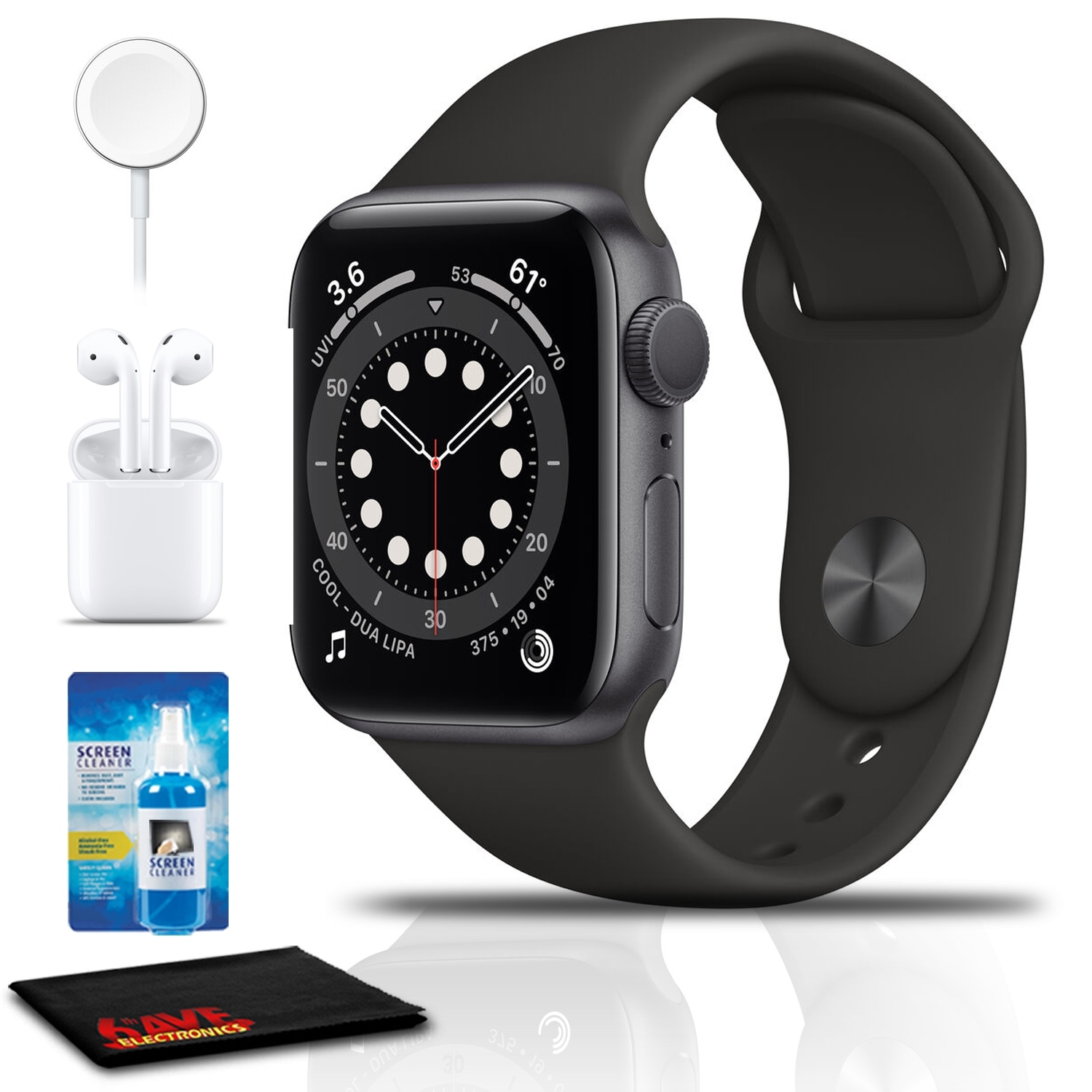 Apple Watch Series 6 (GPS, 40mm) Bundle with AirPods 2 and 6Ave - 40mm