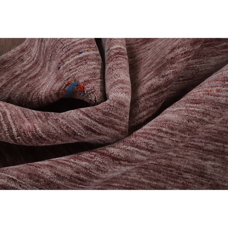 Hand Knotted Oriental 100% Wool Carpet Tribal Tribal Pink Gabbeh Area Rug - 9' 8'' X 7' 10''
