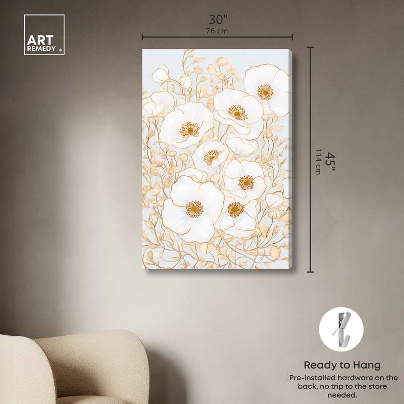 White and Gold Poppies I Canvas by Art Remedy, Gallery Wrapped