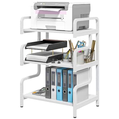 3-Tier White Particleboard Storage Rack with Powder-Coated Steel Frame for Kitchen or Living Room - 21.7" L x 15.7" W x 30.3" H