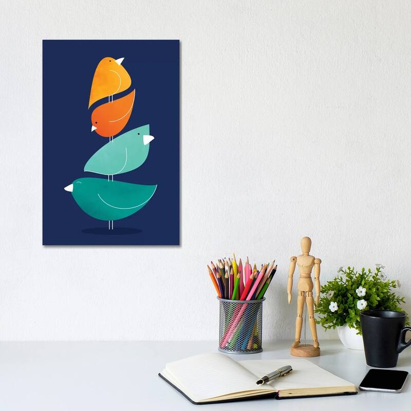 iCanvas "Bird Stack I" by Modern Tropical Canvas Print - 12x8x0.75