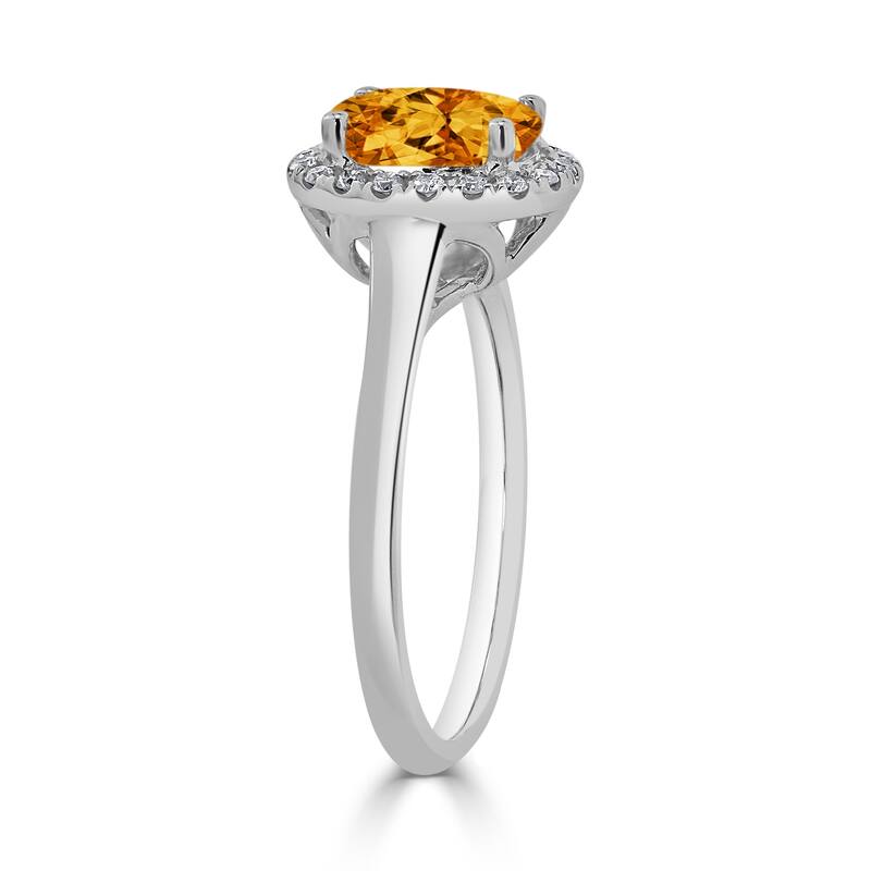 Auriya Classic 1ct Oval Citrine and Halo Diamond Engagement Ring 1/8cttw 14k Gold