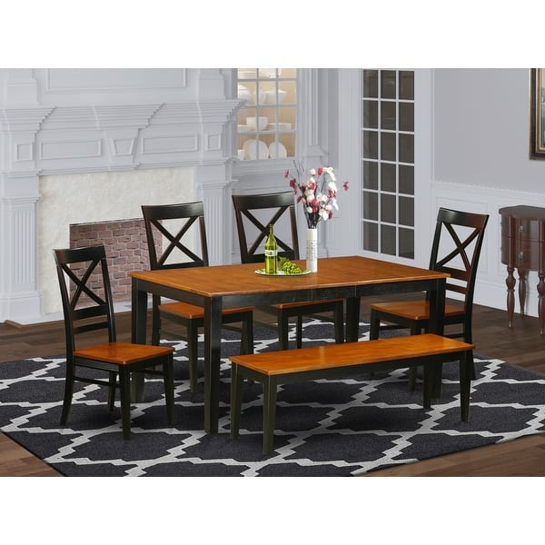 Shop Black Friday Deals On NIQU6-W 6 PC Dining Set With Bench-Kitchen And 4 Chairs Plus Bench - Overstock - 17676429
