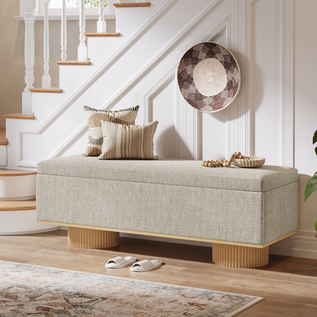 Entryway Flip Up Shoe Storage Bench with Padded Seat Cushion