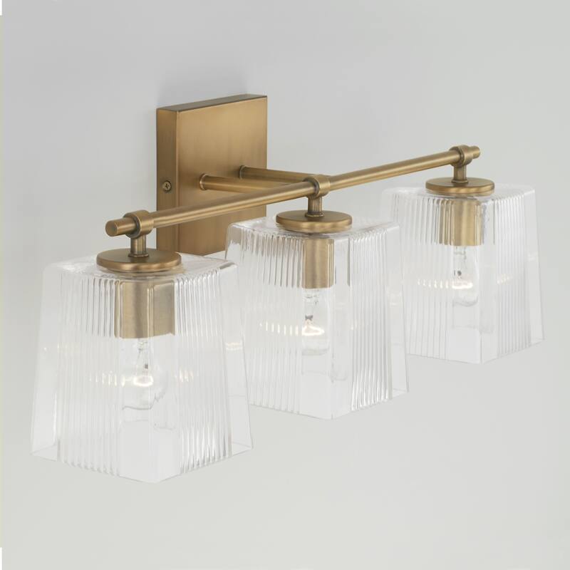 Lexi 3-light 23-inch Bath/ Vanity Fixture w/ Clear Fluted Square Glass