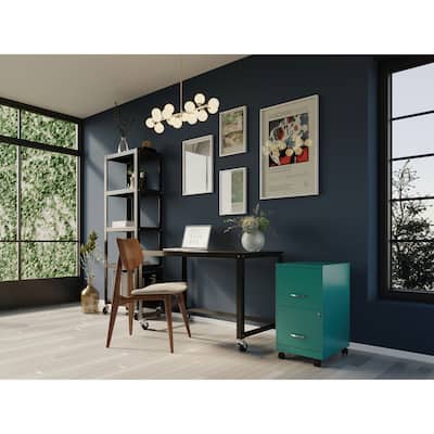 Space Solutions 18" 2 Drawer Mobile Smart Vertical File Cabinet, Teal