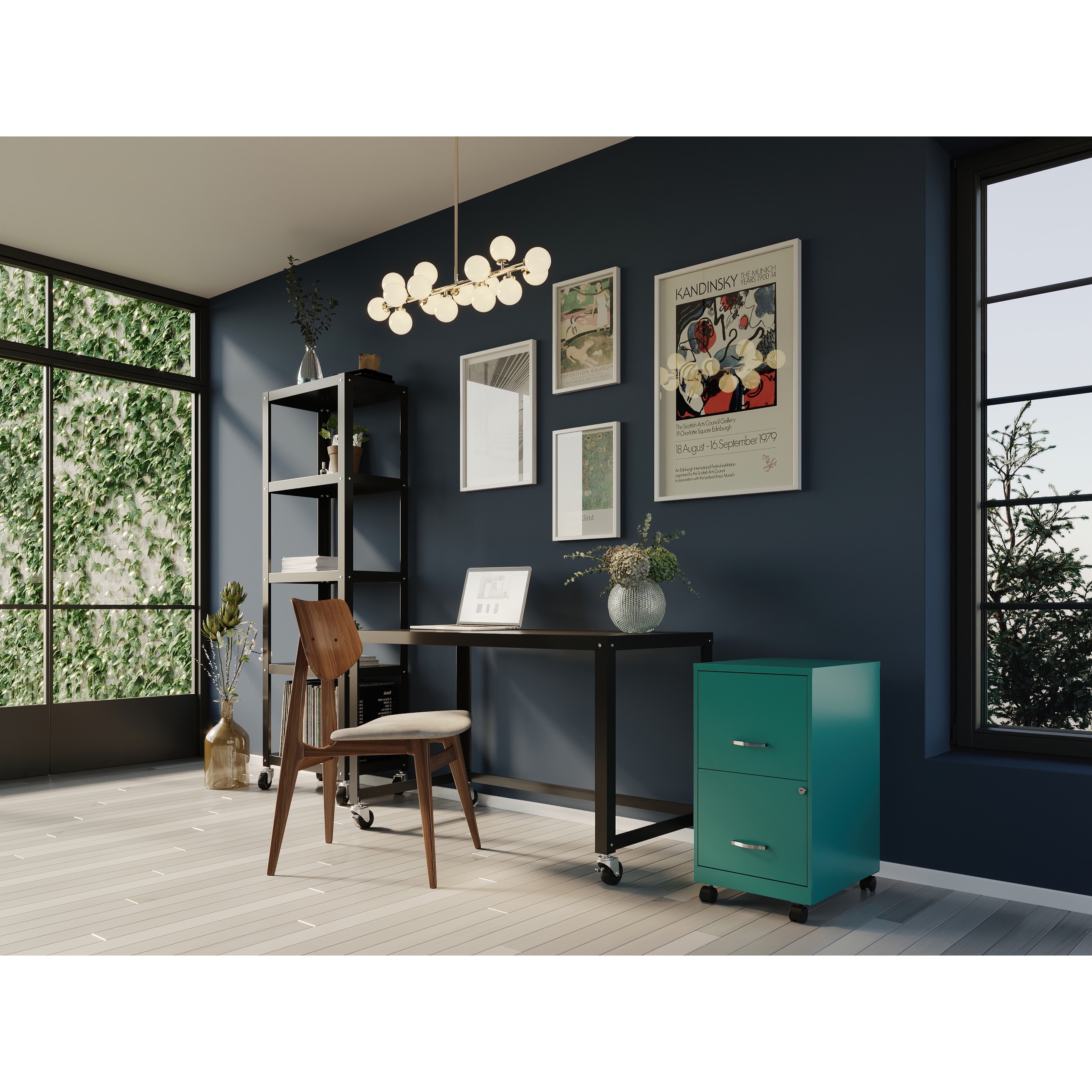 Space Solutions 18" 2 Drawer Mobile Smart Vertical File Cabinet, Teal