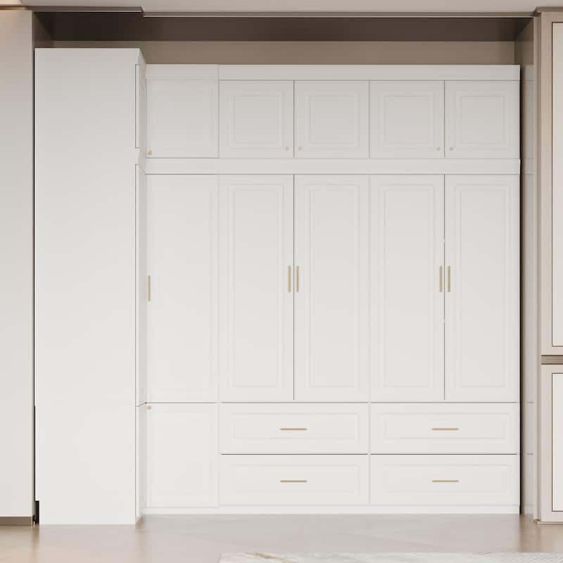 93.9"H/74.2"H Armoires Wardrobe Closet Cabinet Hanging Drawers Storage