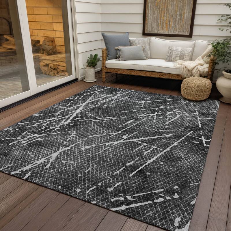 Machine Washable Indoor/ Outdoor Chantille Contemporary Crackle Rug