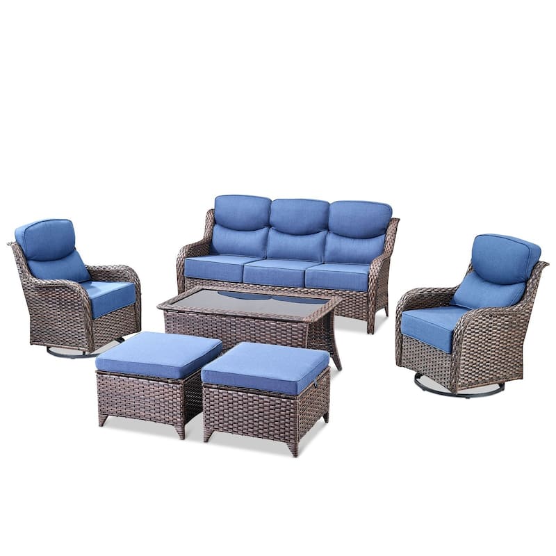 Pocassy Outdoor Sofa Patio Swivel Chairs Sets
