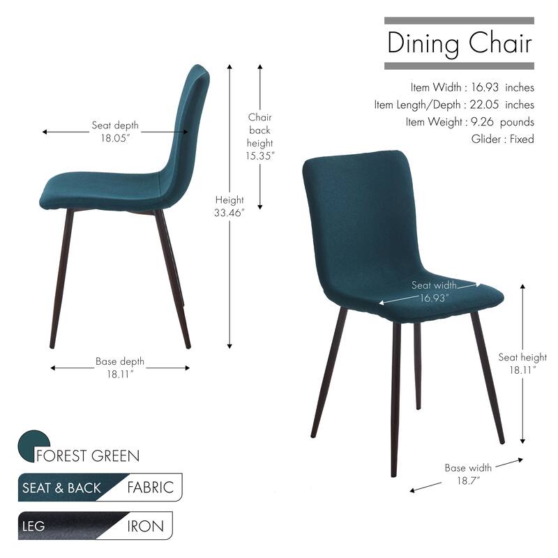 Porthos Home Lexi Dining Chairs Set of 2, Fabric Upholstery, Iron Legs