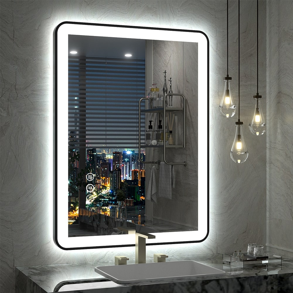 UL Certified Framed Front & Back LED Lighted Anti-Fog Tempered Glass Wall Bathroom Vanity Mirror