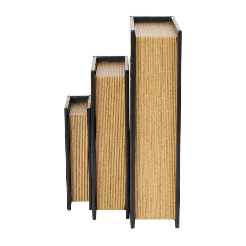 Faux Leather or Linen Fabric Book Storage Box - Set of 3 White, Beige, Black, Red or Light Gray - Roche River Decor