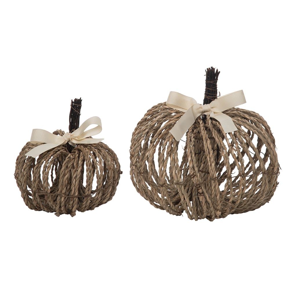 Transpac Natural Fiber 6.69 in. Brown Harvest Bundle Pumpkins Set of 2