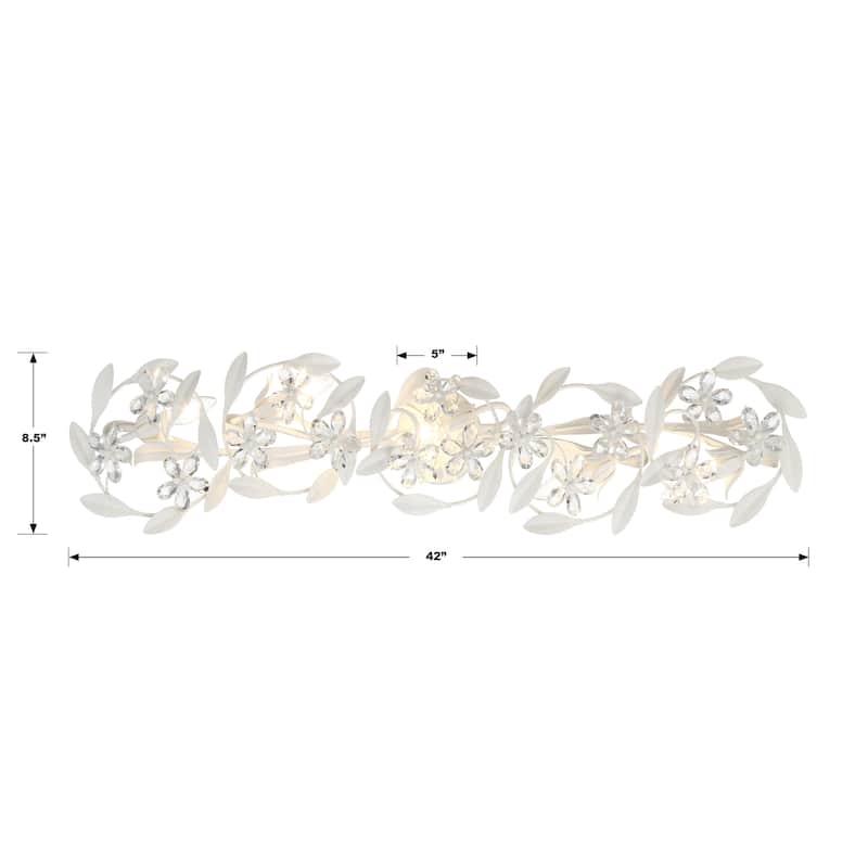 Marselle 5 Light Matte White Sconce - 42"W x 8.5"H x 6.5"D