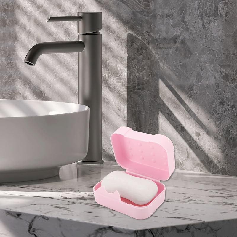 Portable Soap Holder for Bathroom 4.33"x3.15"x1.97" 1 Pc - Pink