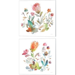 Danhui Nai 'Circle Full of Flowers' Canvas Art (Set of 2)