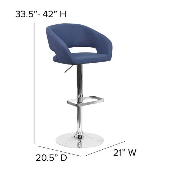 dimension image slide 7 of 9, Chrome Upholstered Height-adjustable Rounded Mid-back Barstool