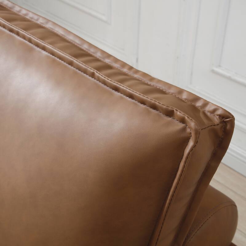 39" Faux Leather Single Ottoman Pull-Out Sofa Bed with Adjustable Backrest