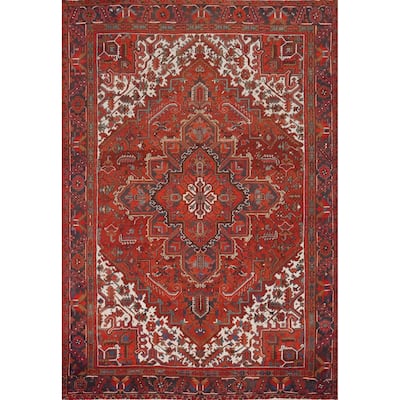 Hand Knotted Oriental 100% Wool Carpet Traditional Medallion Red Heriz Area Rug - 11' 4'' X 8' 8''