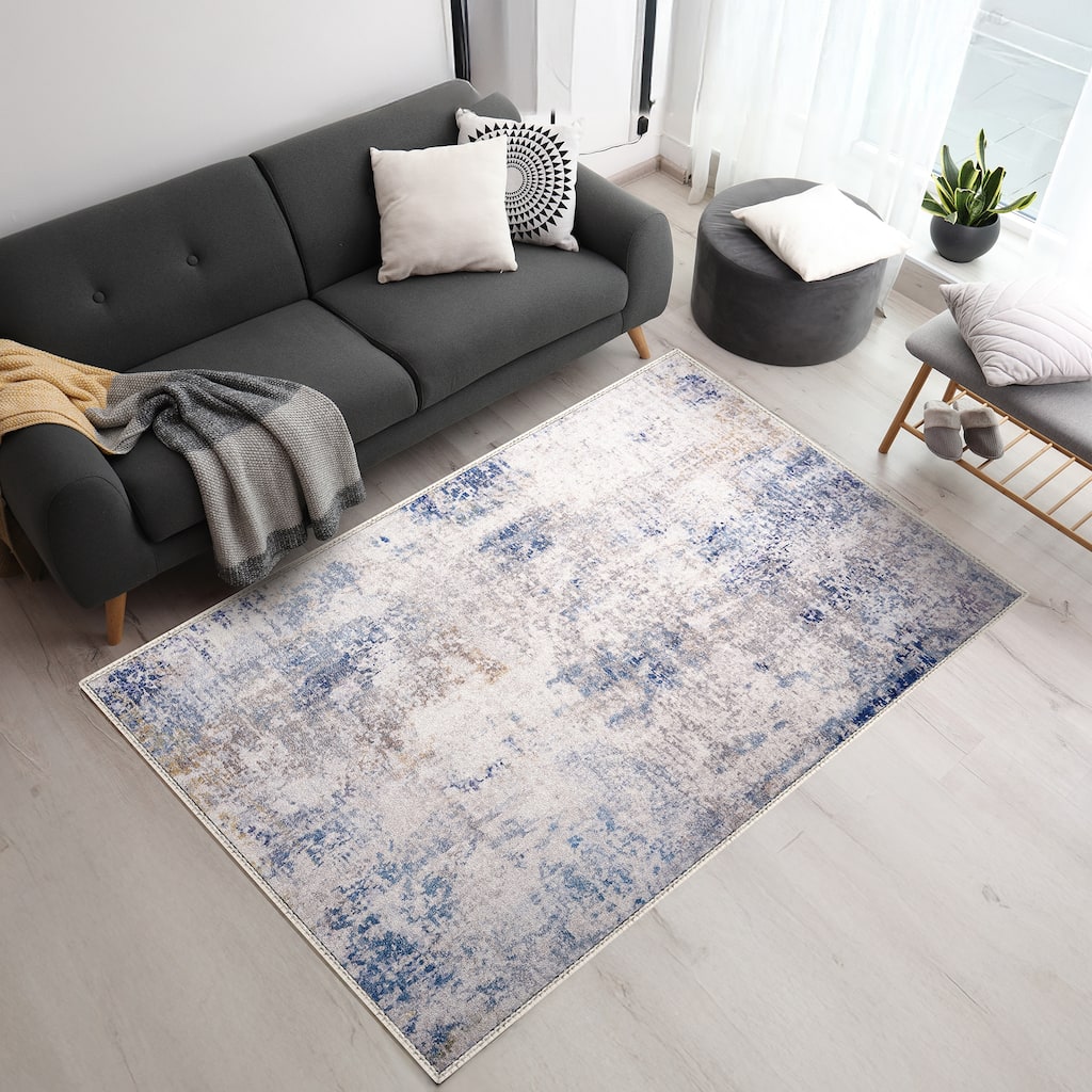 Sorbus Area Rug, Machine Washable and Non-Slip Carpet with Rubber Backing - 5 ft x 7 ft