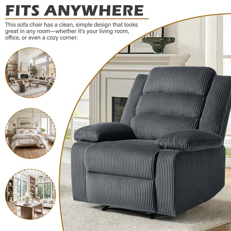 Classic Corduroy Upholstered Push Back Manual Recliner Chair(Set of 2)