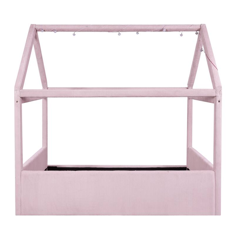 Full-Size Upholstered House Daybed with LED Light Strips by Harper&Bright Designs