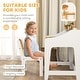 preview thumbnail 14 of 14, Qaba Kids Desk and Chair Set, Children Study Table with Storage and Shelves, Student Writing Desk, Natural Wood