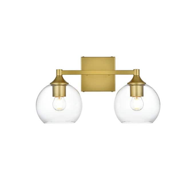 Elegant Lighting LD7308W16 Eero 2 Light 16" Wide Vanity Light - Brass / Clear