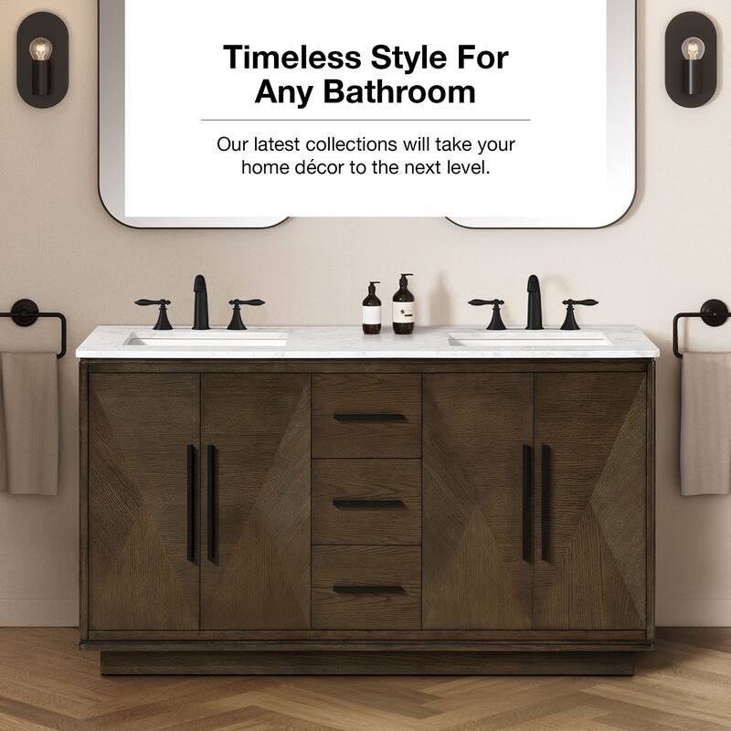 OVE Hale Aged Oak Bathroom Vanity with Engineered Marble Top