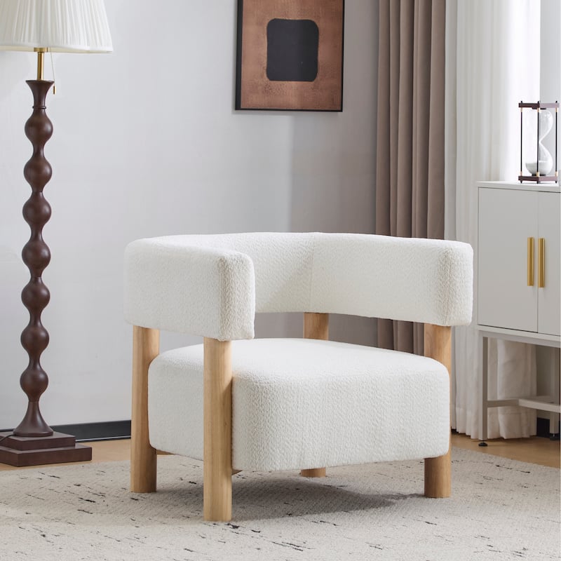Christopher Knight Home - James Living Room Fabric Accent Chair - Off-white+natural