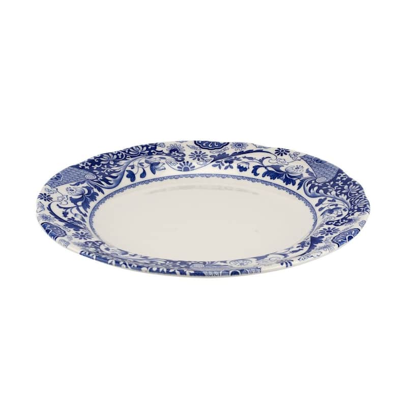 Spode Set of 4 Blue Italian Brocato Rimmed Plates