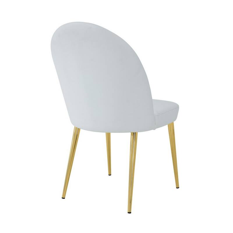 Era 24 Inch Dining Chair Set of 2, Curved Back, White Faux Leather, Gold