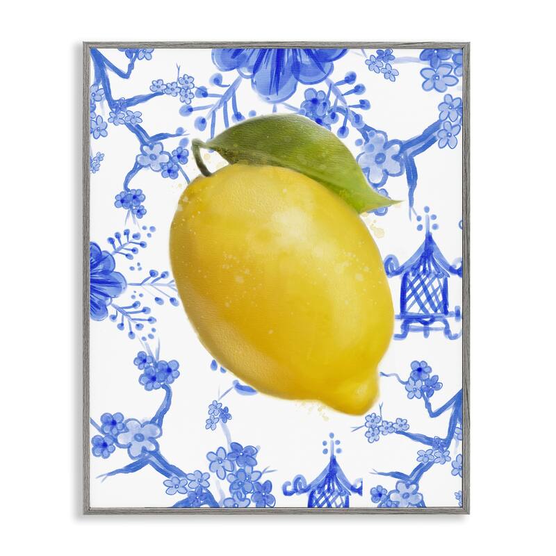 Stupell Lemon Over Chinoiserie Framed Giclee Art Design By Matthew Piotrowicz - 24 x 30 - Grey