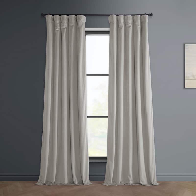 Exclusive Fabrics Heritage Plush Velvet Room Darkening Curtain (1 Panel) - Luxurious Single Drapery for Enhanced Room Darkening - 50 X 120 - City Grey