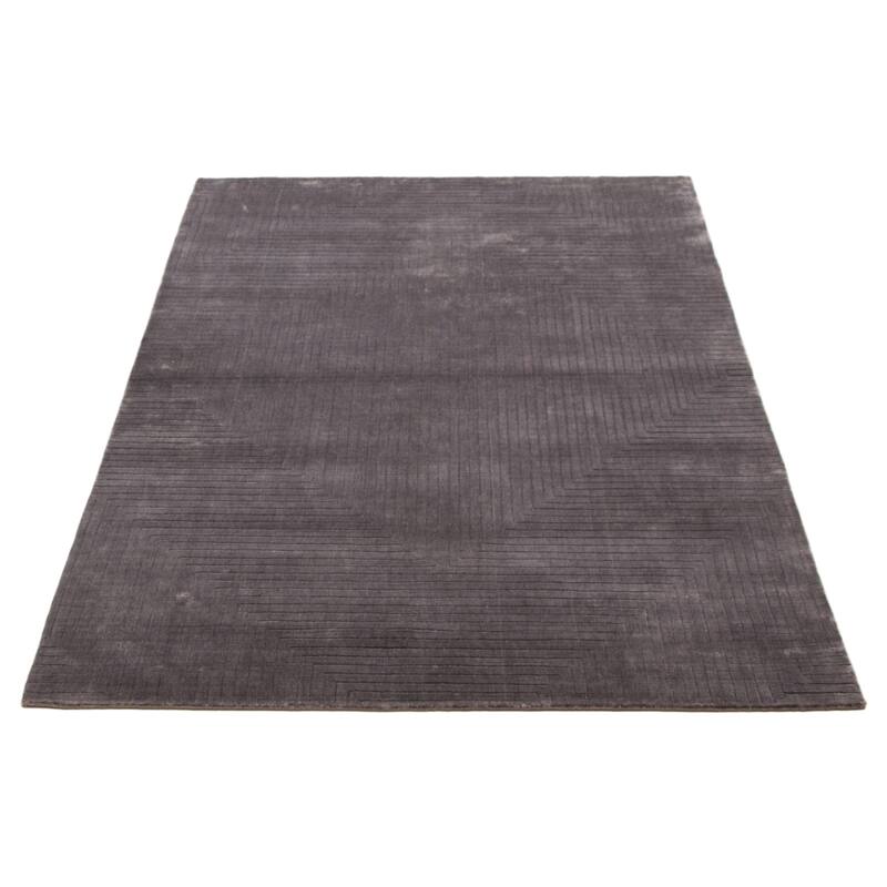 ECARPETGALLERY Hand Loomed Kashkuli Gabbeh Grey Viscose Rug - 5'7 x 7'10