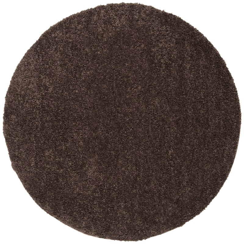 SAFAVIEH August Shag Solid 1.2-inch Thick Area Rug - 9' Round - Brown
