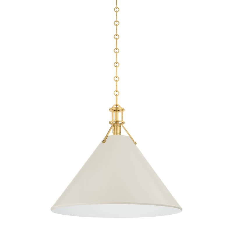 Hudson Valley Lighting MDS352L Painted No. 2 21" Wide Pendant - Aged Brass / Off-White