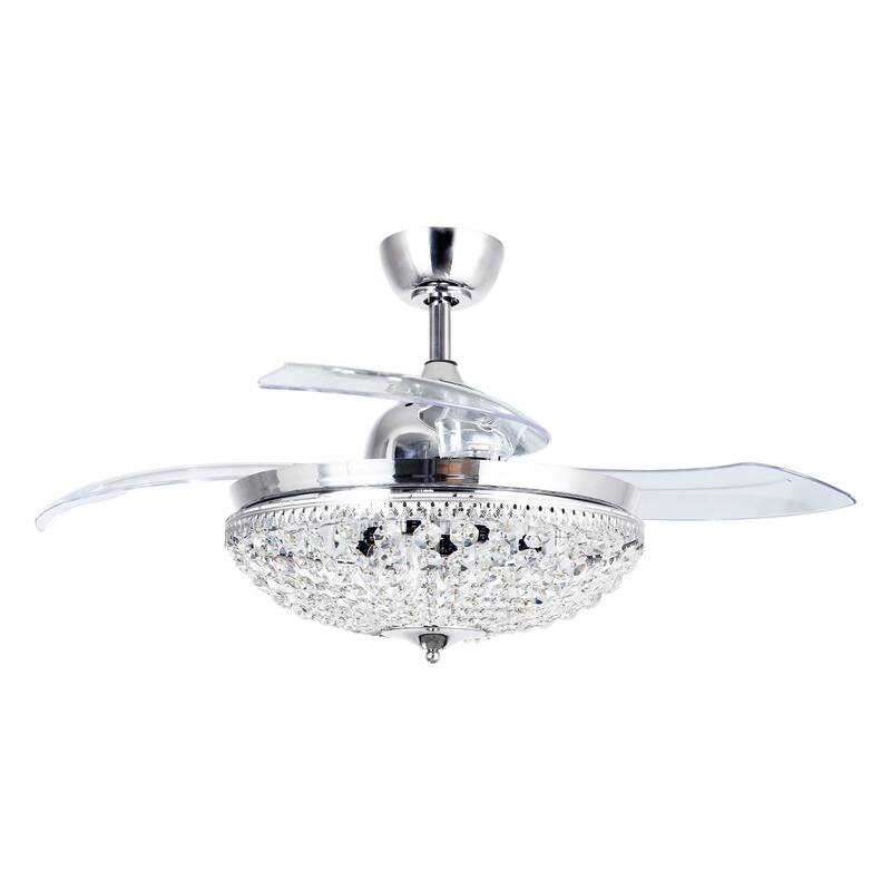 21-in Chrome Modern Retractable Bladeless Chandelier Ceiling Fan with Light Kit and Remote