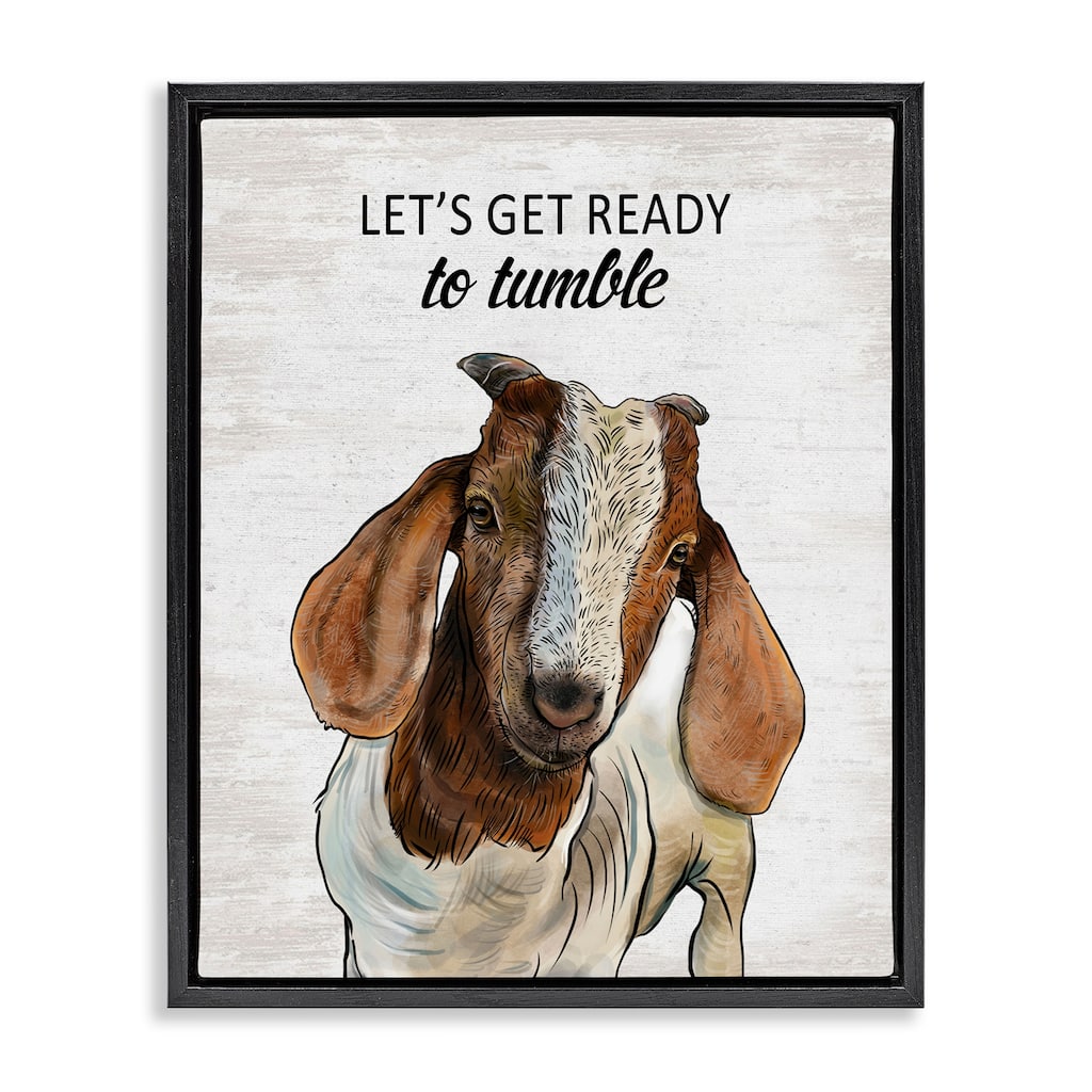 Stupell Ready To Tumble Laundry Goat Framed Floater Canvas Wall Art Design By Lettered and Lined