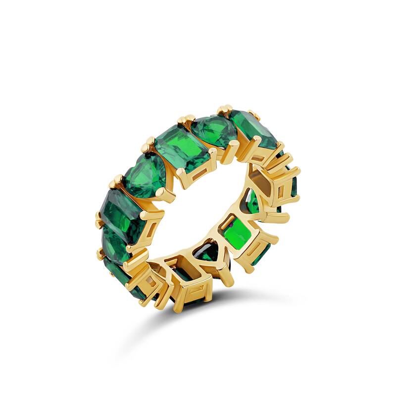 SHYMI Heart and Emerald Eternity Band - 7 - Green - Yellow