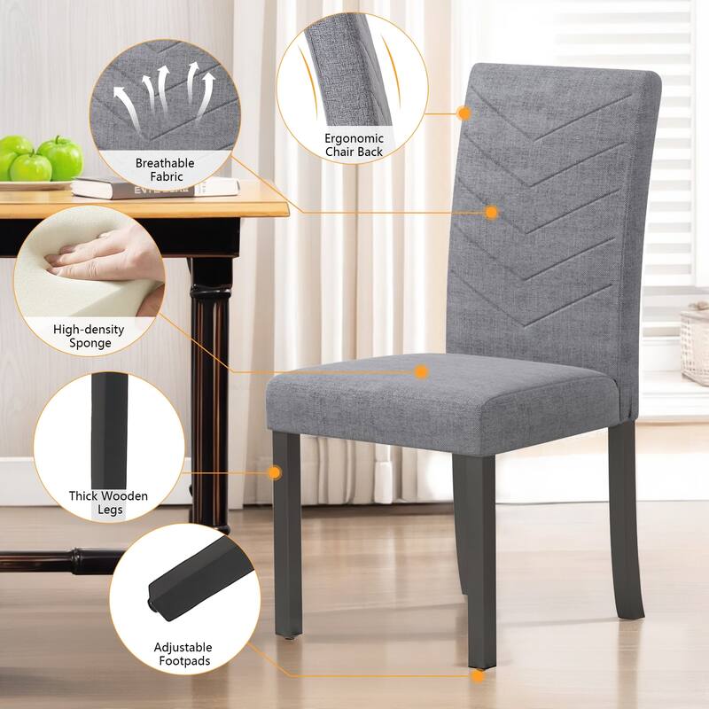 Javlergo 2/4/6 Piece Upholstered Dining Chairs Set with High Back and Wooden Legs Fabric Parson Chairs for Kitchen Living Room