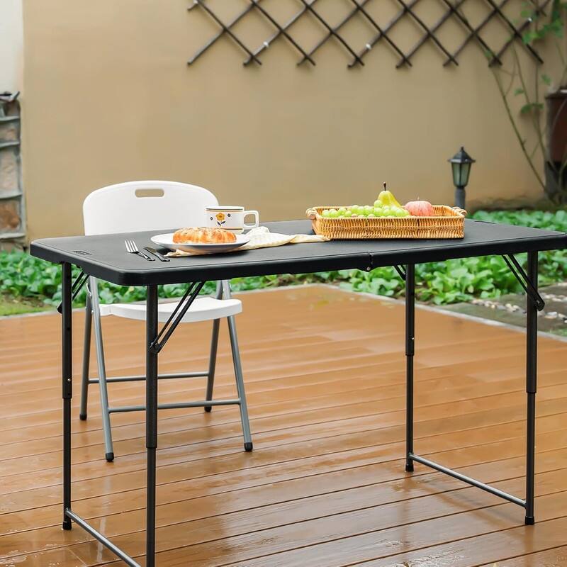 4 Foot Portable Heavy Duty Plastic Fold-in-Half Utility Table