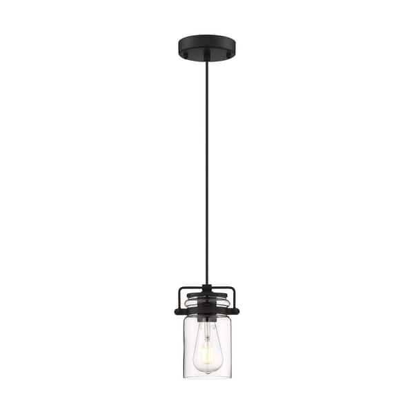 slide 2 of 8, Antebellum 1-Light Mini Pendant Fixture Matte Black Finish with Clear Glass Matte Black / Clear Glass