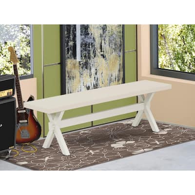 East West Furniture X-Style Modern Dining Room Bench with Wooden Seat(Finish Options)