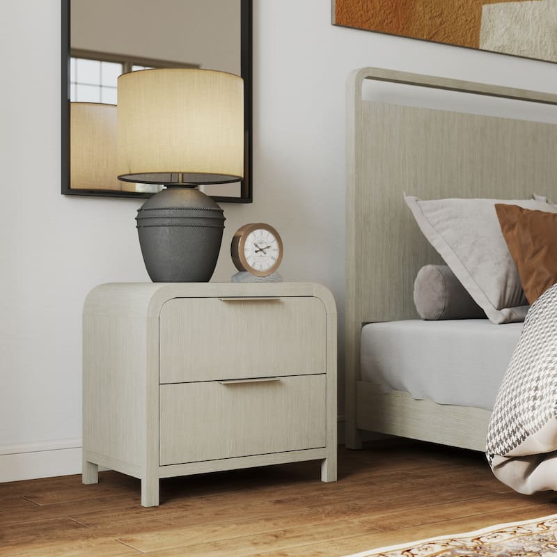 Roundhill Furniture Tavari 3-Piece Bedroom Set with Panel Bed and Two Nightstands in Light Gray