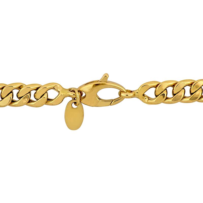 Miadora 2/5ct TGW Cubic Zirconia Curb Link Bracelet 14k Two-Tone Gold-7.5 in